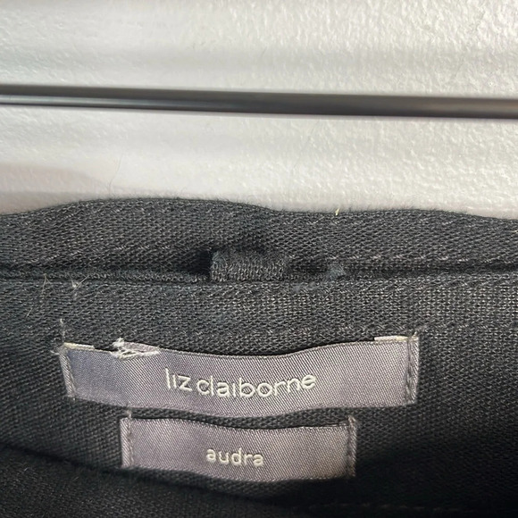 LIZ CLAIBORNE Black Linen Blend Dressy Bermuda Shorts Belt Pockets Flat Front 16 - Picture 6 of 10
